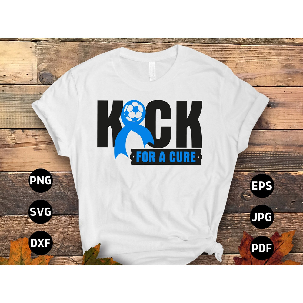 Diabetes Awareness Soccer Svg Png, Kick fora Cure Svg, Blue Ribbon Svg, Type 1 Diabetes T1D Awareness Svg Cricut Sublimation Design.jpg