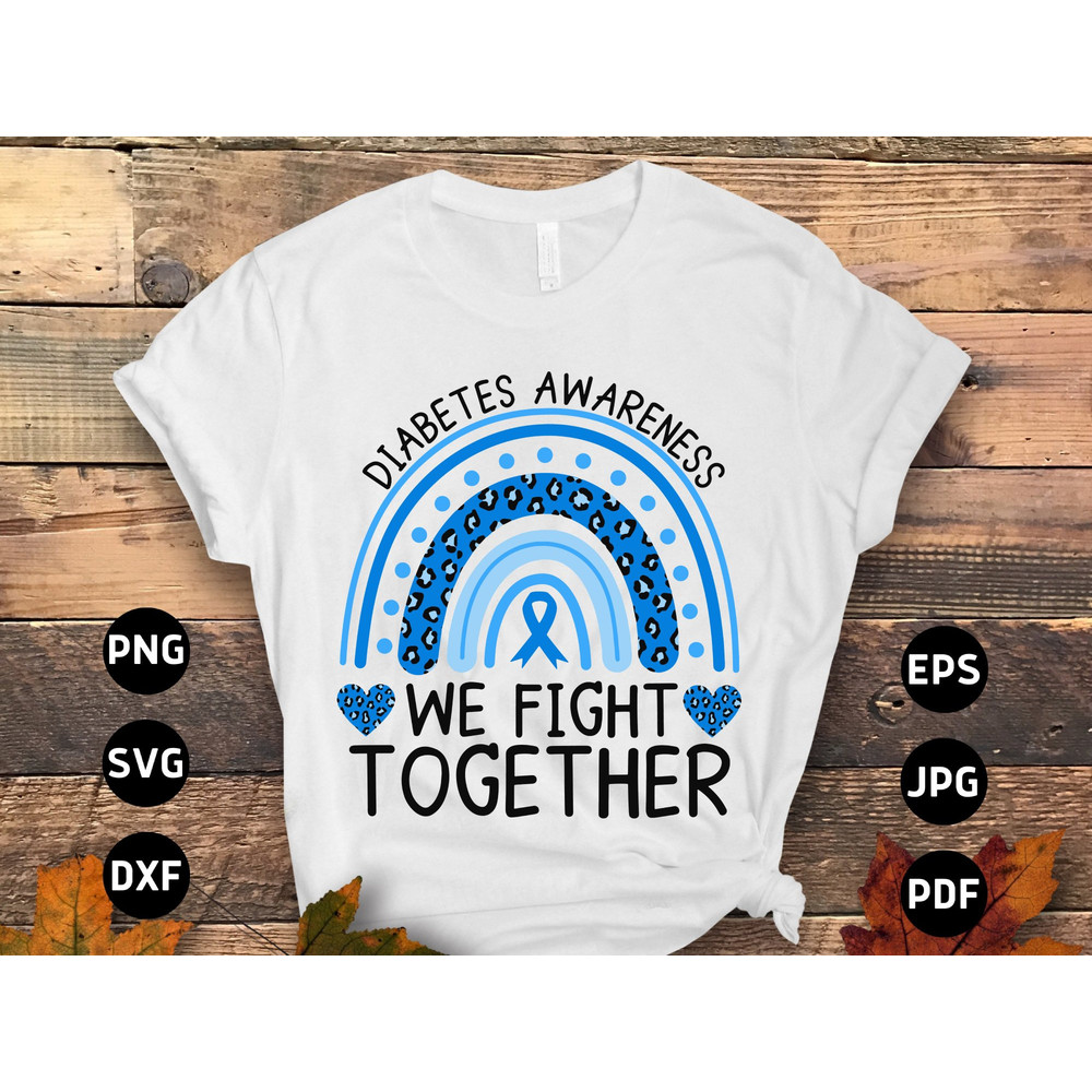 Diabetes Awareness Svg Png, We Fight Together Svg, Blue Ribbon Svg, Type 1 Diabetes T1D Awareness Svg Cricut Sublimation Design.jpg