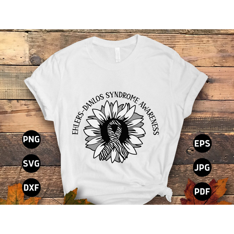 Ehlers Danlos Syndrome Awareness Svg Png, Ehlers-Danlos Sunflower Svg, EDS Zebra Ribbon Svg Cricut Cut File Sublimation.jpg