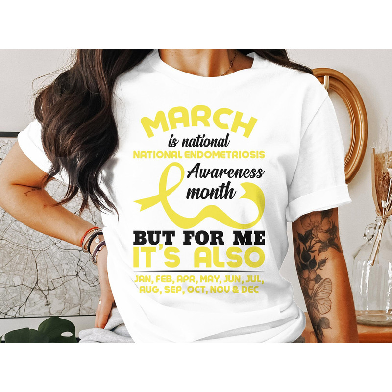 Endometriosis Awareness Svg Png, March is National Endometriosis Awareness Month Svg, Yellow Ribbon Svg Cricut Sublimation Design.jpg