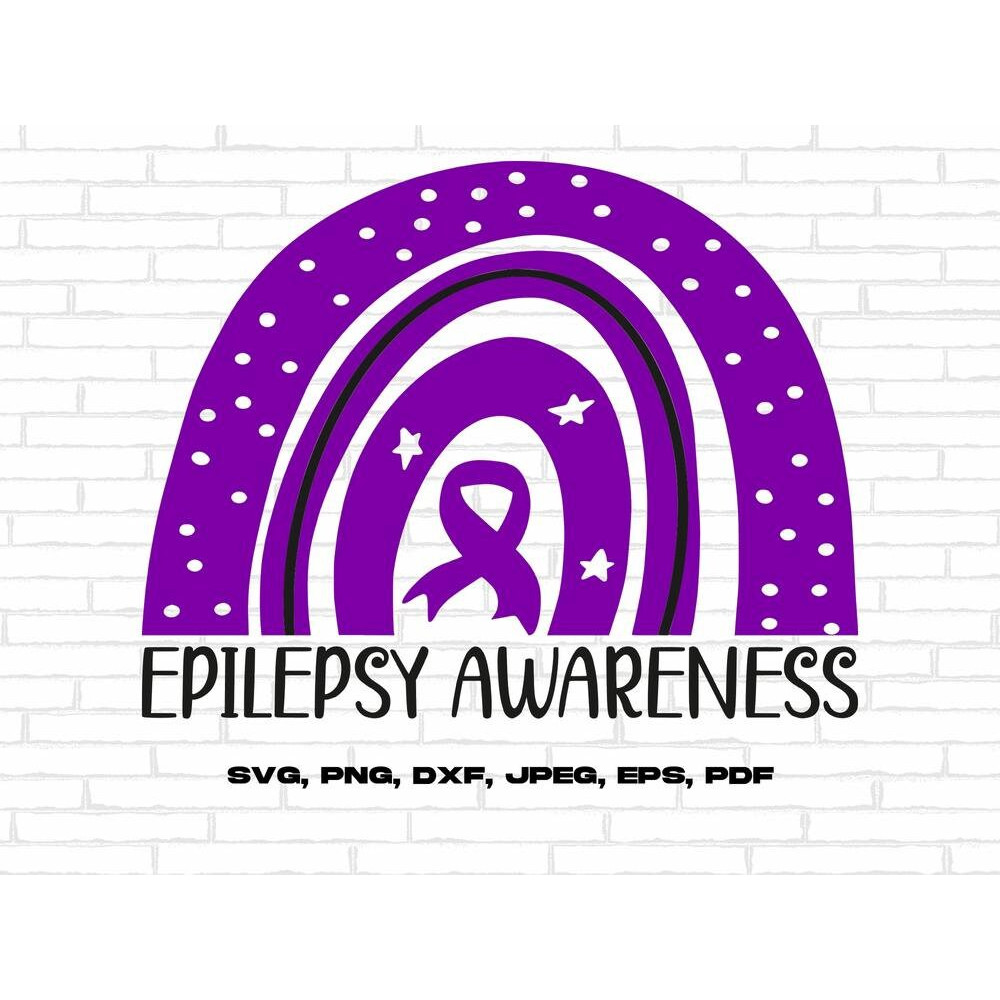 Epilepsy Awareness Purple Rainbow Svg, Purple Ribbon Svg Cricut Cut File Sublimation Design.jpg