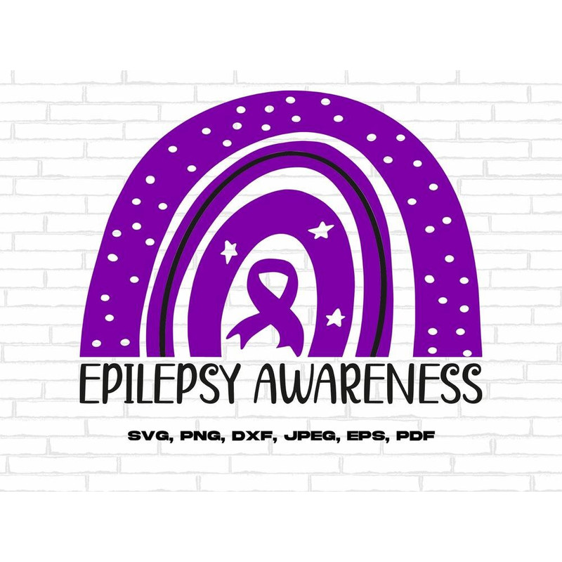 Epilepsy Awareness Purple Rainbow Svg, Purple Ribbon Svg Cricut Cut File Sublimation Design.jpg