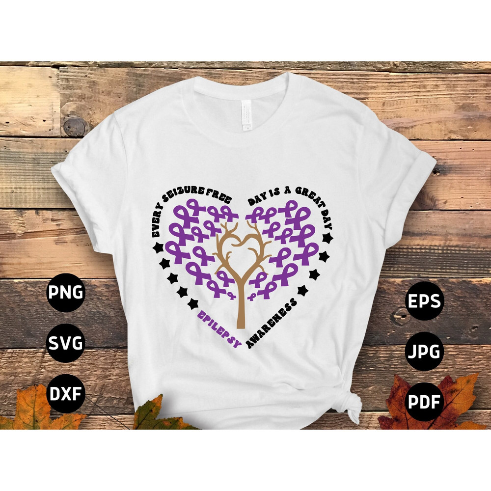 Epilepsy Awareness Svg Png, Every Seizure Free Day is a Great Day Svg, Purple Ribbon Svg Cricut Cut File Sublimation.jpg