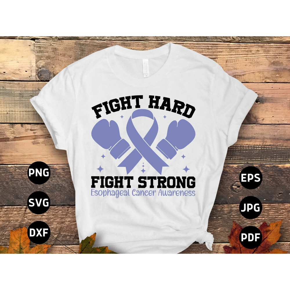 Esophageal Cancer Awareness Svg Png, Fight Hard Fight Strong Svg, Periwinkle Ribbon Svg Cricut Cut File Sublimation Design.jpg