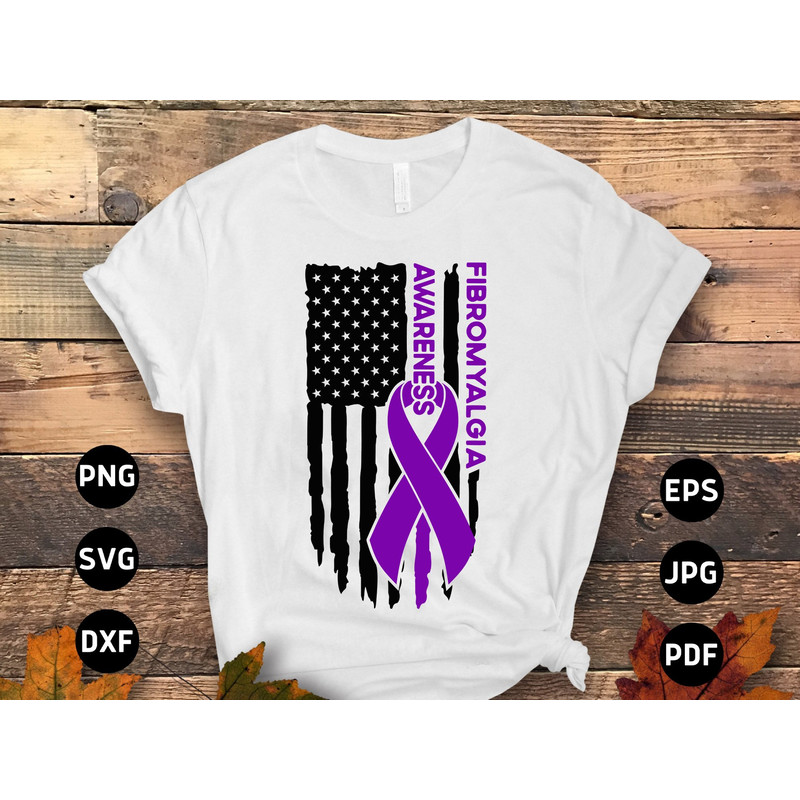 Fibromyalgia Awareness Svg Png, Fibromyalgia Flag Svg, Purple Ribbon Fibro Support Svg Cricut File Sublimation Design.jpg