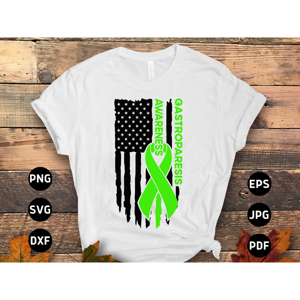 Gastroparesis Awareness Svg Png, Gastroparesis Flag Svg, Green Ribbon Svg, Gastroparesis Support Cricut Sublimation Design.jpg