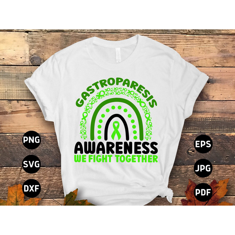 Gastroparesis Awareness Svg Png, We Fight Together Svg, Green Ribbon Svg, Gastroparesis Support Cricut Sublimation Design.jpg