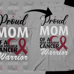 head and neck cancer awareness svg png, proud mom of a head and neck cancer warrior svg, burgundy white ribbon svg circu