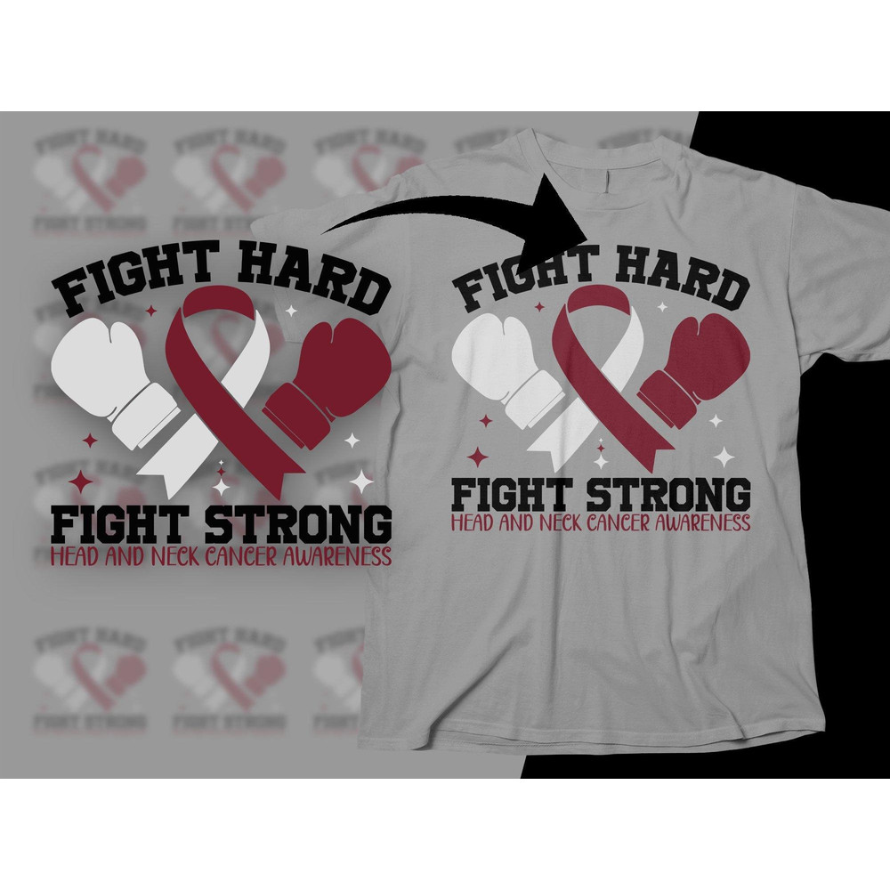 Head and Neck Cancer Warrior Svg Png, Fight Hard Fight Strong Svg, Burgundy White Ribbon Svg Circut Sublimation Design.jpg