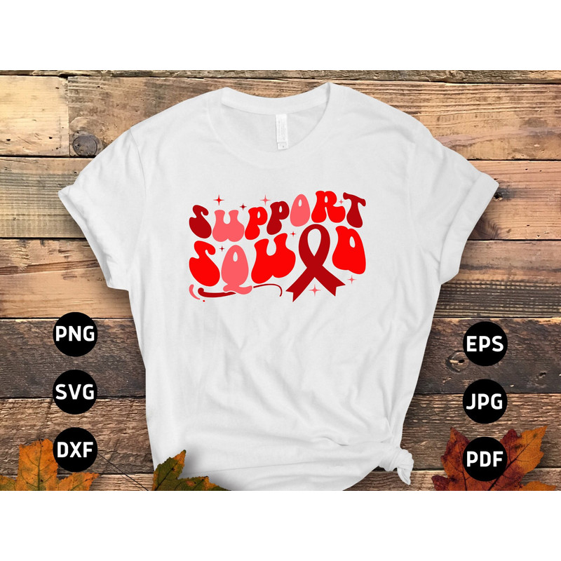 Heart Disease Awareness Svg Png, Retro Support Squad Svg, Red Ribbon Svg Cricut Sublimation Design.jpg