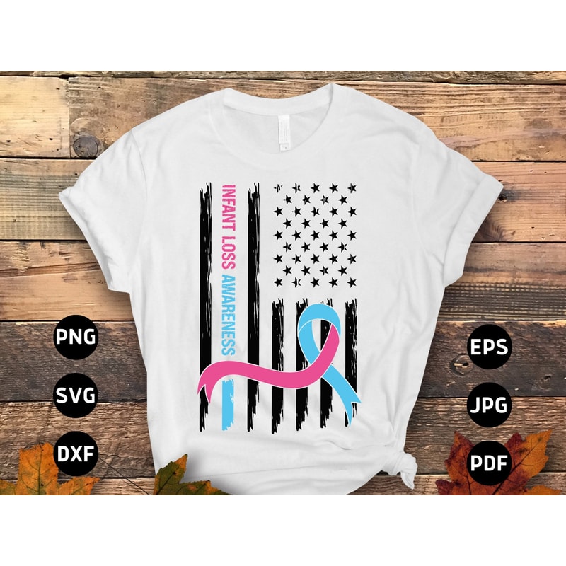 Infant Loss Awareness Flag Svg Png, Pink and Blue Ribbon Svg Cricut Sublimation Design.jpg