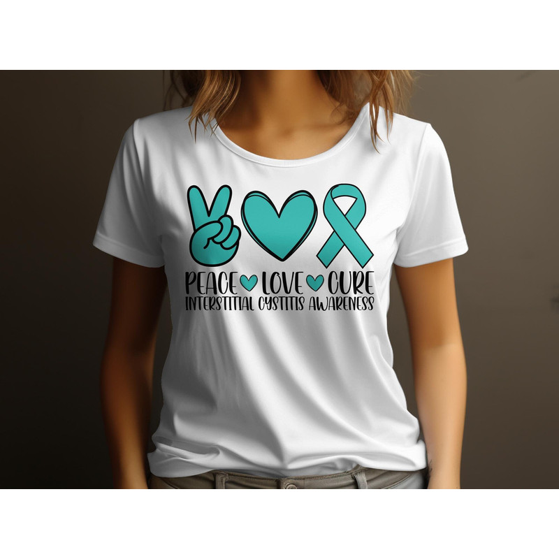 Interstitial Cystitis Awareness Svg Png, Peace Love Cure Svg, IC Awareness Teal Ribbon Svg Cricut Sublimation Design.jpg