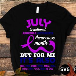 juvenile arthritis awareness svg png, july is national juvenile arthritis awareness month svg, blue purple ribbon cricut