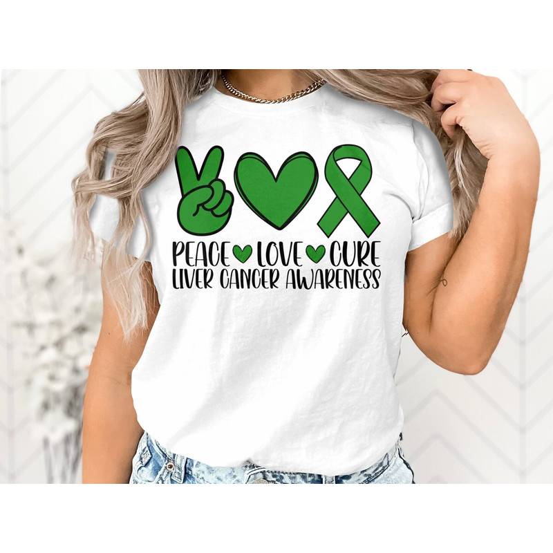 Liver Cancer Awareness Svg Png, Peace Love Cure Svg, Emerald Green Ribbon Svg Cricut Sublimation Design.jpg