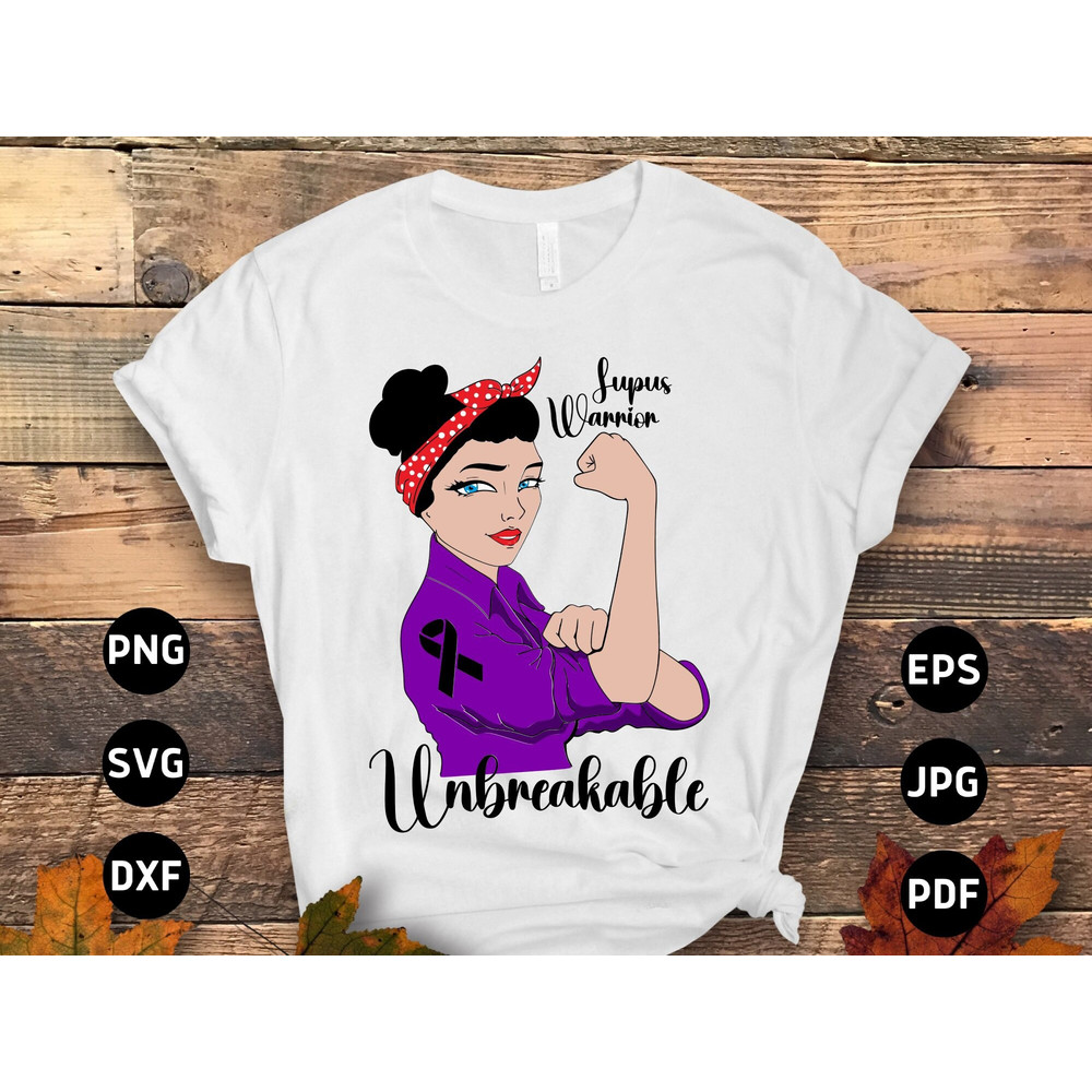 Lupus Awareness Svg Png, Lupus Warrior Unbreakable Svg, Support Lupus Purple Ribbon Svg Cricut File Sublimation Design.jpg