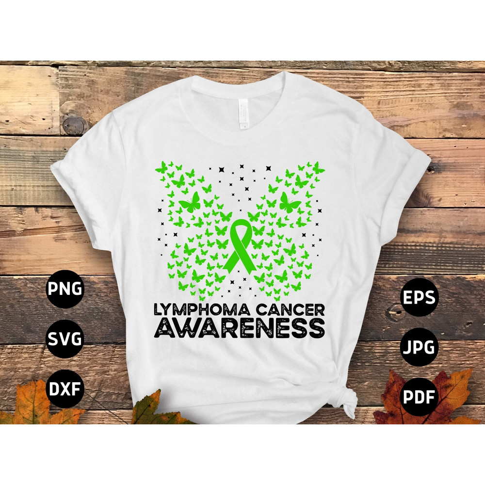 Lymphoma Cancer Awareness Svg Png, Lymphoma Butterfly Svg, Lymphoma Disease Support Svg, Green Ribbon Svg Cricut Sublimation.jpg