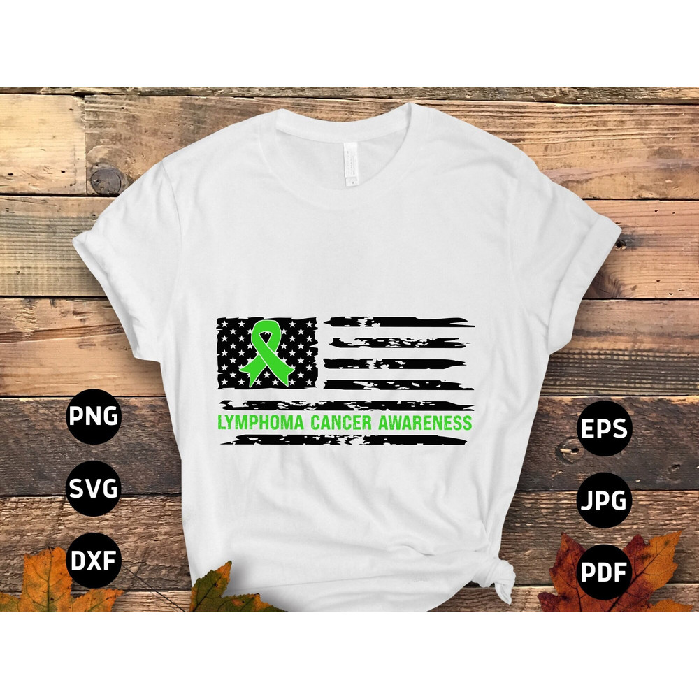 Lymphoma Cancer Awareness Svg Png, Lymphoma USA Flag Svg, Lymphoma Disease Svg, Green Ribbon Svg Cricut Sublimation.jpg