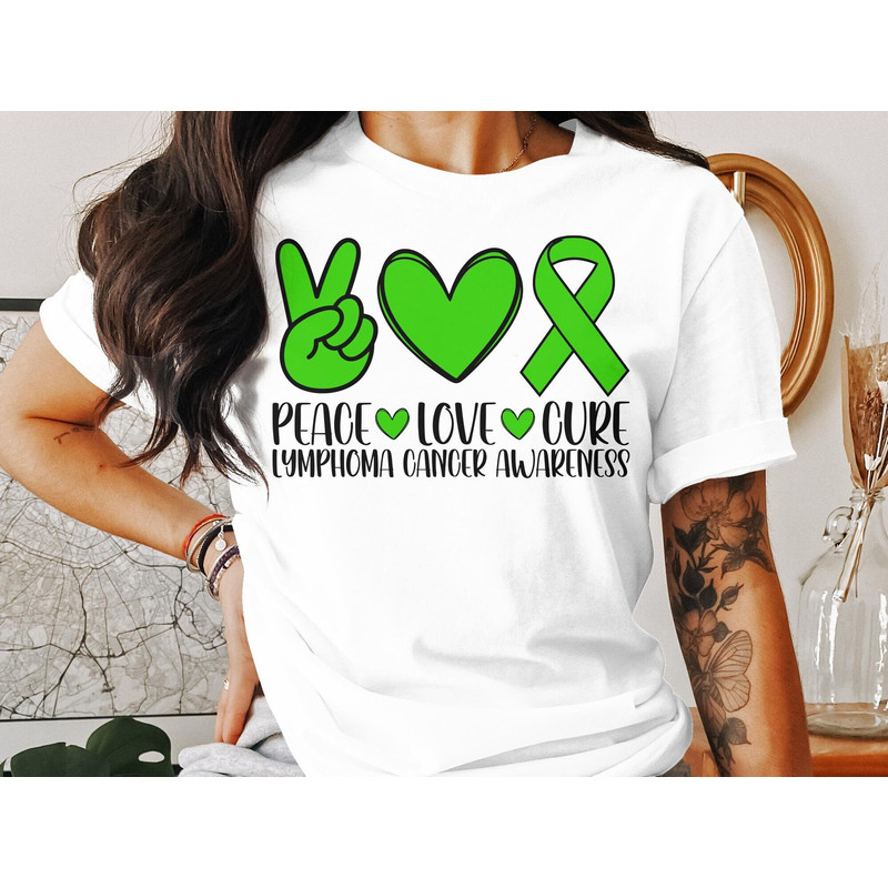 Lymphoma Cancer Awareness Svg Png, Peace Love Cure Lymphoma Svg, Lymphoma Disease Svg, Green Ribbon Svg Cricut Sublimation.jpg