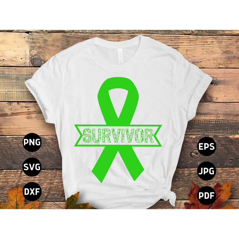 Lymphoma Cancer Survivor Ribbon Svg Png, Lymphoma Survivor Svg, Lymphoma Disease Svg, Green Ribbon Svg Cricut Sublimation.jpg