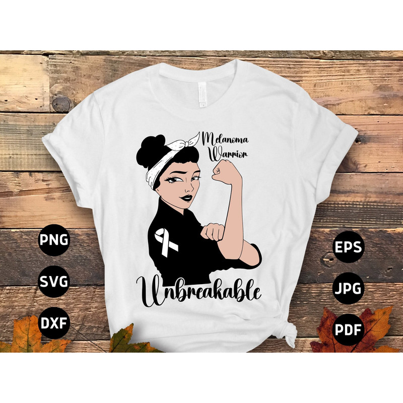 Melanoma Awareness Svg Png, Melanoma Warrior Unbreakable Svg, Black Ribbon Svg, Skin Cancer Support Cricut File Sublimation Design.jpg