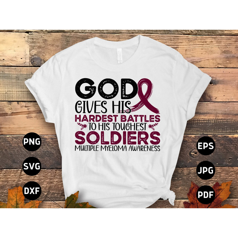 Multiple Myeloma Awareness Svg Png, God Gives His Hardest Battles to His Toughest Soldiers Svg, Burgundy Ribbon Svg, Multiple Myeloma Cancer.jpg