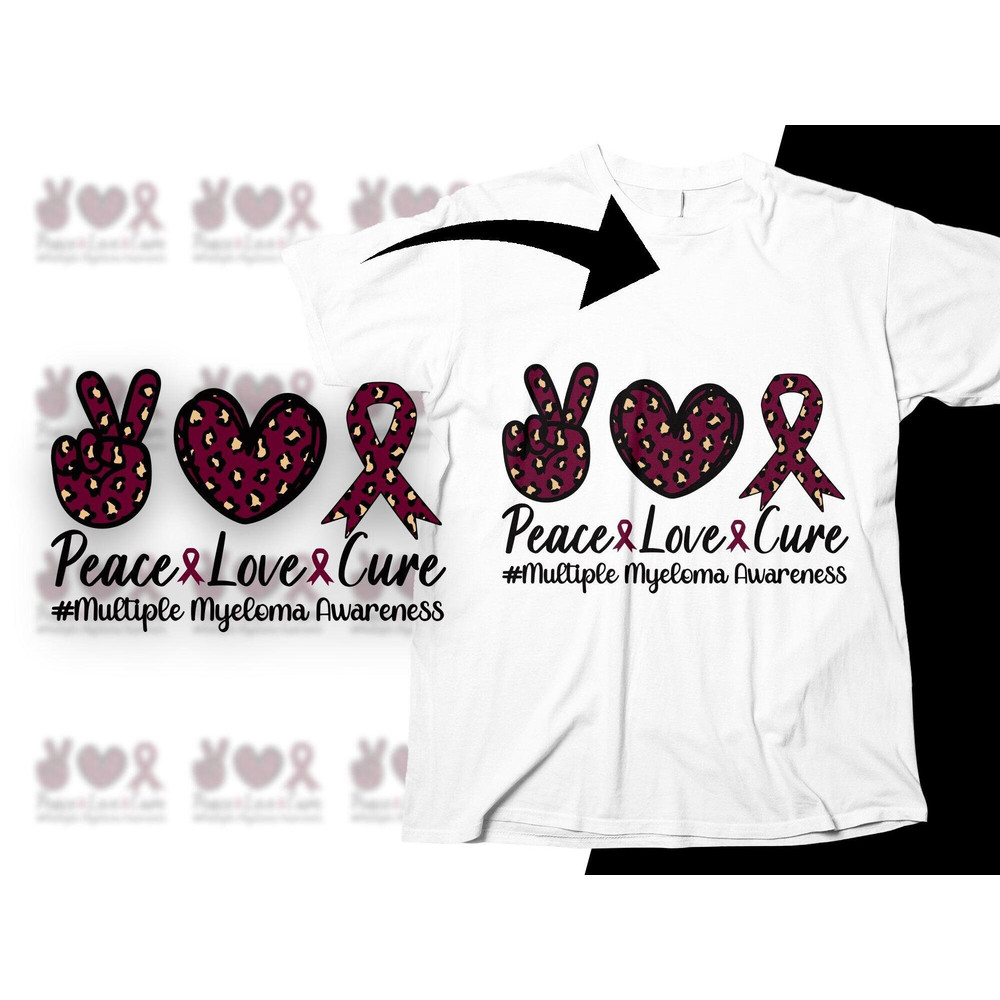 Multiple Myeloma Awareness Svg Png, Peace Love Cure Svg, Burgundy Ribbon Svg, Multiple Myeloma Cancer Svg Sublimation.jpg