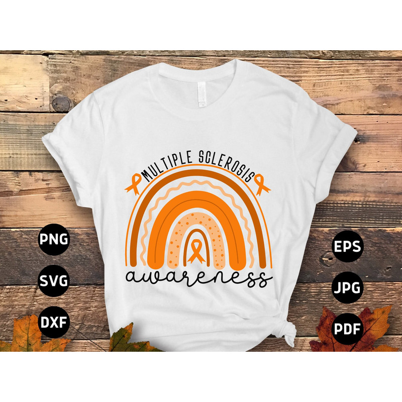Multiple Sclerosis Awareness Svg Png, Multiple Sclerosis Rainbow Svg, Orange Ribbon Svg, MS Support Cricut Cut File Sublimation Designs.jpg