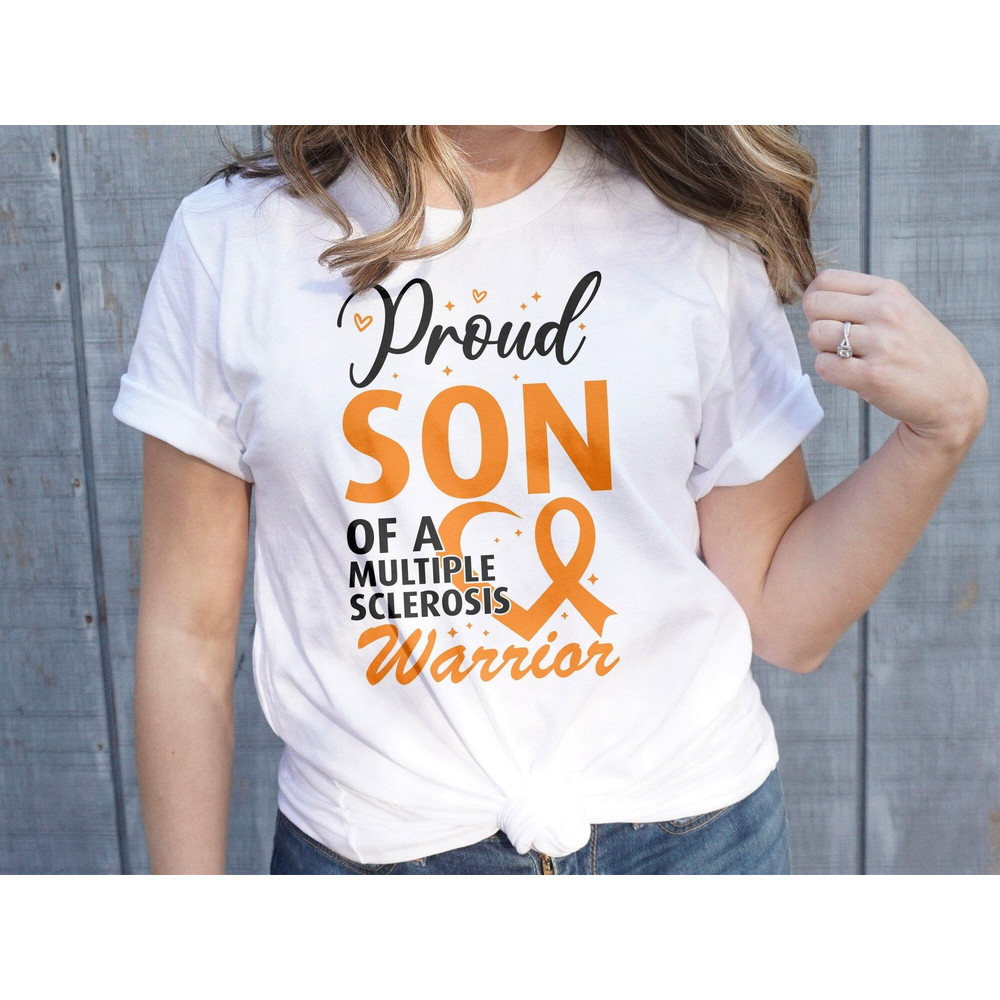 Multiple Sclerosis Awareness Svg Png, Proud Son of a Multiple Sclerosis Warrior Svg, Orange Ribbon Svg, MS Support Cricut File Designs.jpg