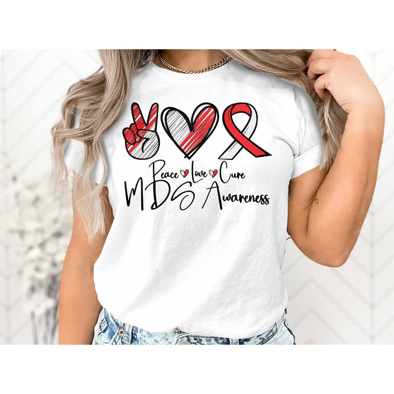 Myelodysplastic Syndrome Awareness Svg Png, Peace love Cure Svg, MDS Awareness Ribbon Svg Cricut Sublimation Design.jpg