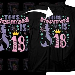 18th birthday mermaid svg png, 18 year old birthday girl svg, eighteenth birthday party svg, mermaid party svg file cric