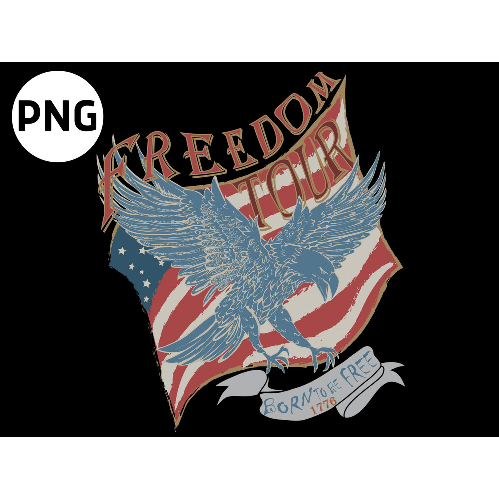 4th of July Eagle Png, Retro USA American Flag Patriotic Eagle Png, Born Free 1776 Png, Vintage July 4th Eagle Clipart Sublimation Design.jpg