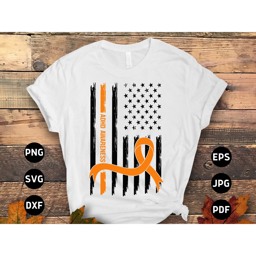 ADHD Awareness Svg Png, ADHD Awareness Flag Svg, Orange Ribbon Svg Cricut Sublimation Design.jpg
