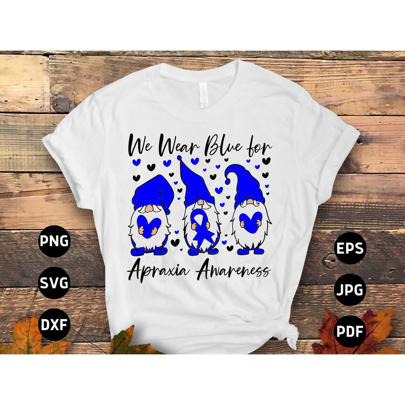 Apraxia Awareness Svg Png, We Wear Blue for Apraxia Gnome Svg, Blue Ribbon Svg, Apraxia Support Svg Cricut File Sublimation Design.jpg