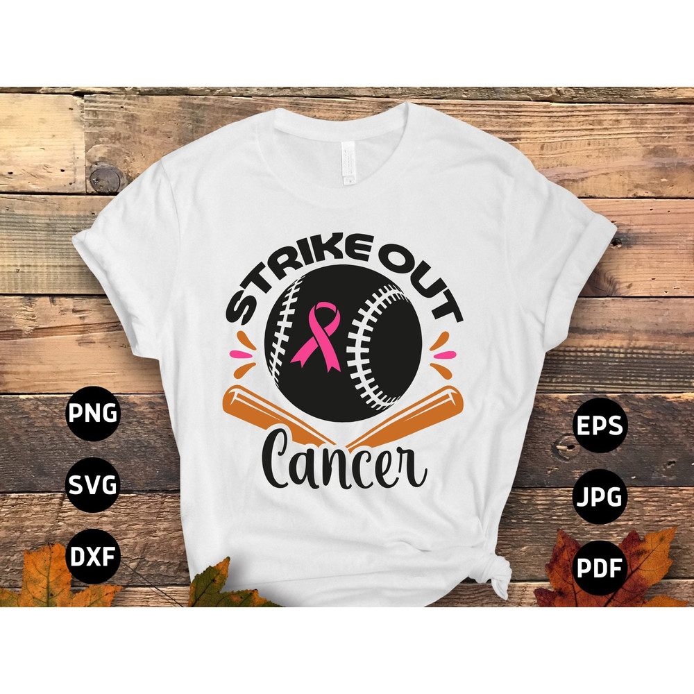 Breast Cancer Baseball Svg Png, Strike Out Cancer Svg, Pink Ribbon Svg, Breast Cancer Awareness Svg Cricut Cut File Sublimation Transfer.jpg
