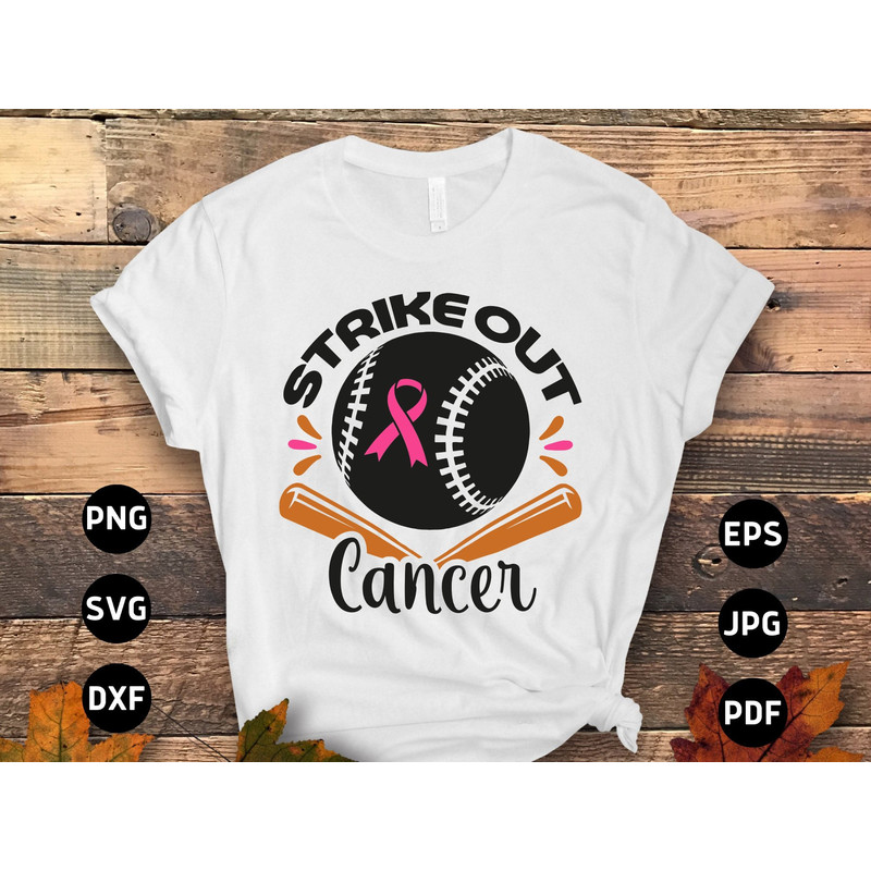 Breast Cancer Baseball Svg Png, Strike Out Cancer Svg, Pink Ribbon Svg, Breast Cancer Awareness Svg Cricut Cut File Sublimation Transfer.jpg