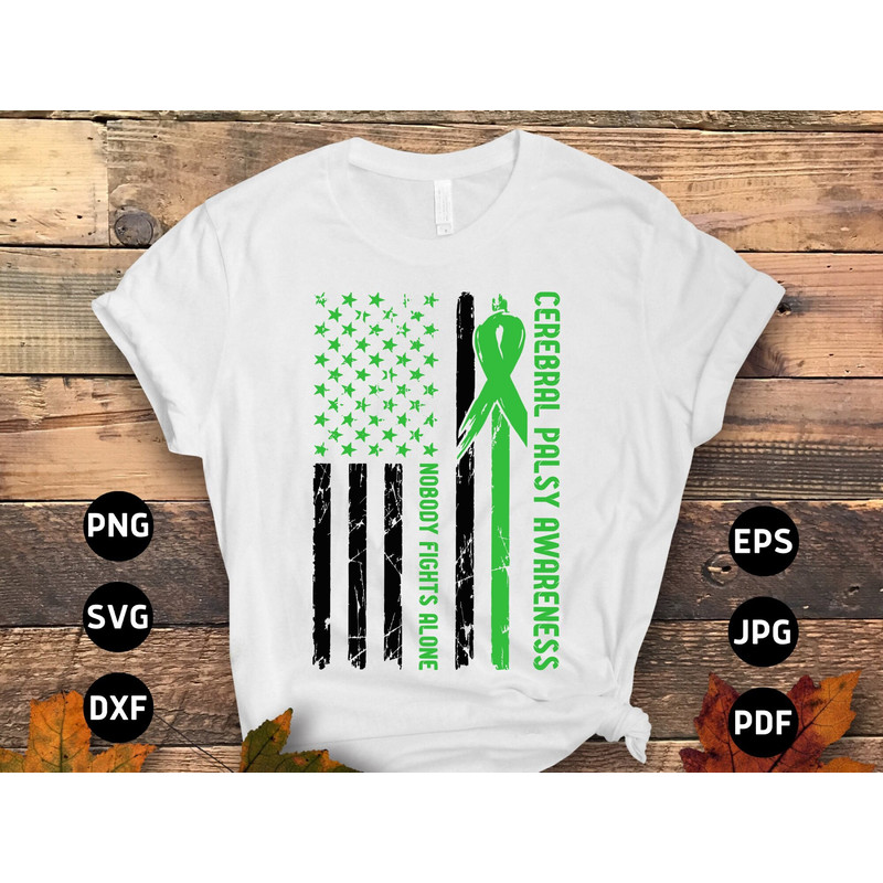 Cerebral Nobody Fights Alone Svg png, Cerebral Palsy Awareness Svg Png, Green Ribbon Svg Cricut Cutting File Png Sublimation Designs.jpg