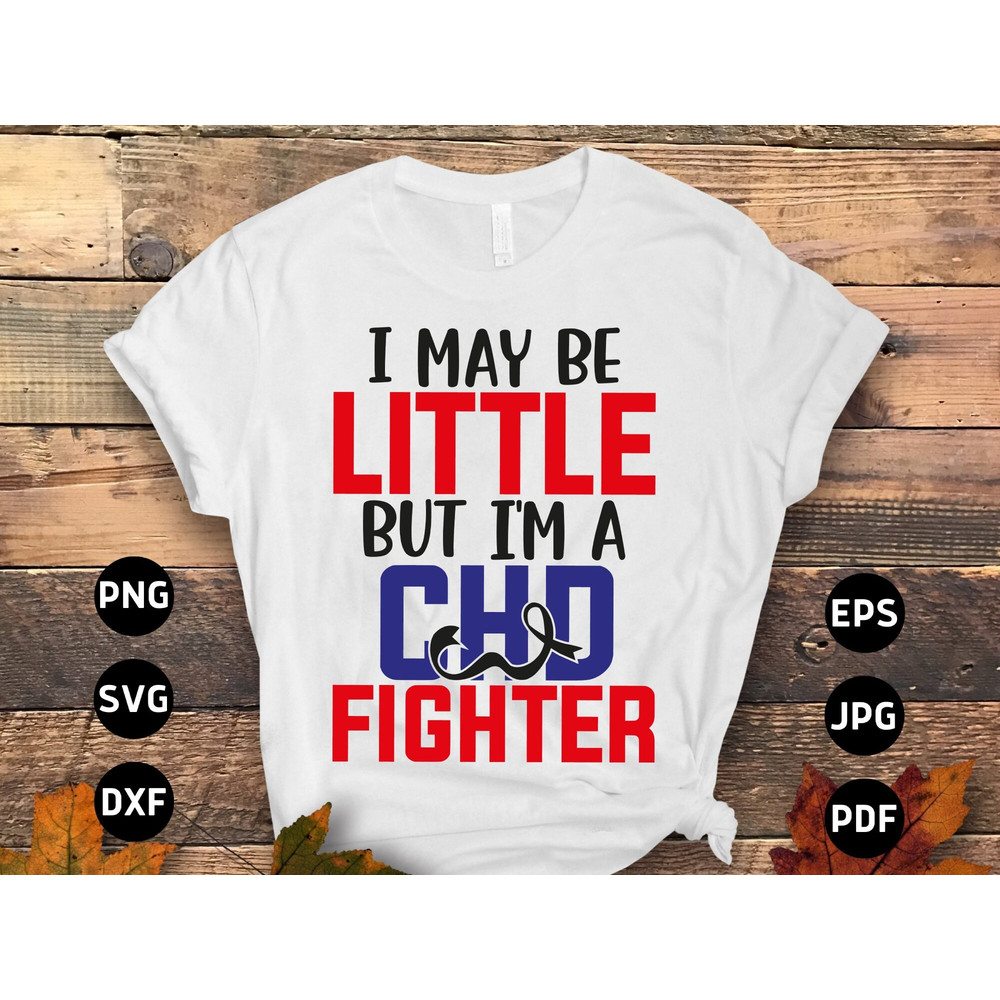 Chd Awareness Fighter Svg Png, I May Be Little but I'm a Chd Fighter Svg, Red Blue Ribbon Svg, Congenital Heart Defect Svg Cricut.jpg