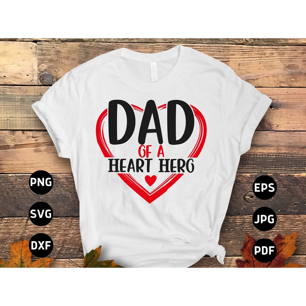 Chd Dad Svg Png, Dad of a Heart Hero Svg, Red Blue Ribbon Svg, Congenital Heart Defect Awareness Svg Cricut Sublimation Design.jpg