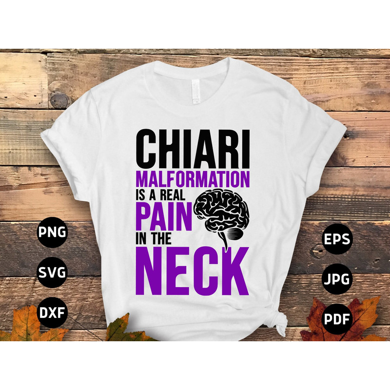 Chiari Malformation Awareness Svg Png, Chiari Malformation is a Real Pain in the Neck Svg, Chiari Support Svg, Purple Ribbon Svg Sublimation.jpg