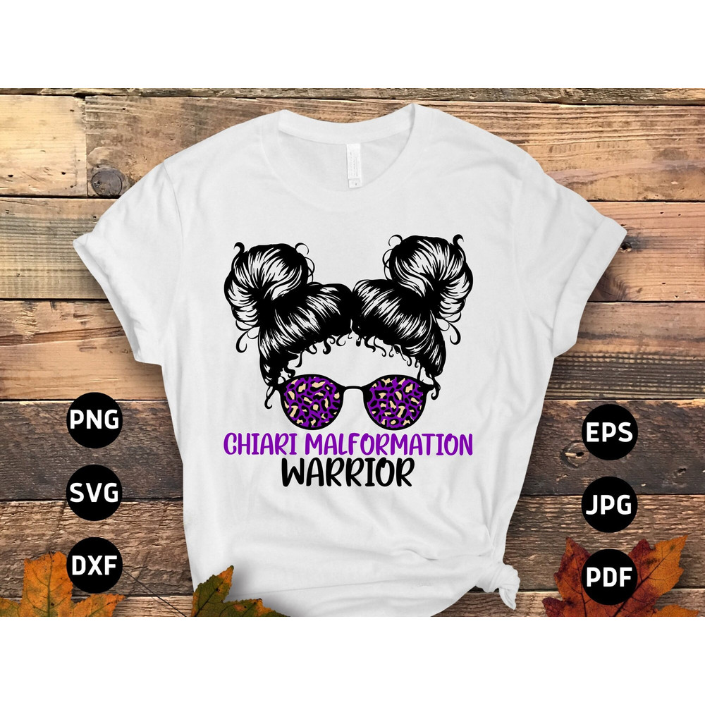 Chiari Malformation Awareness Svg Png, Chiari Malformation Warrior Girl Bun Svg, Chiari Support Svg, Purple Ribbon Sublimation Design.jpg