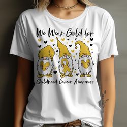 childhood cancer awareness svg png, we wear gold for childhood cancer gnome svg, pediatric cancer awareness ribbon svg c