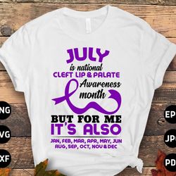 cleft craniofacial awareness svg png, july is national cleft lip  palate awareness month svg, purple ribbon, cleft palat
