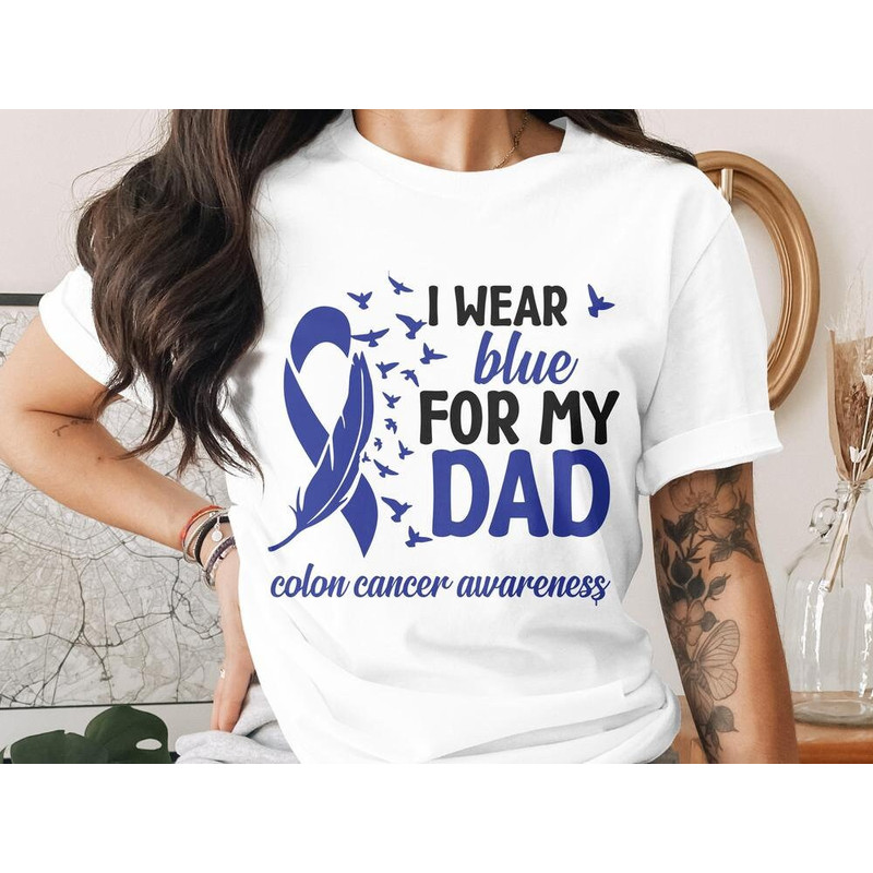 Colon Cancer Awareness Svg Png, I Wear Blue For My Dad Svg, Blue Ribbon Svg Cricut Sublimation Design.jpg
