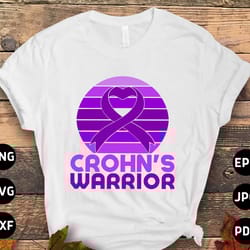 crohns disease awareness svg png, sunset crohns warrior svg, purple ribbon svg cricut sublimation design