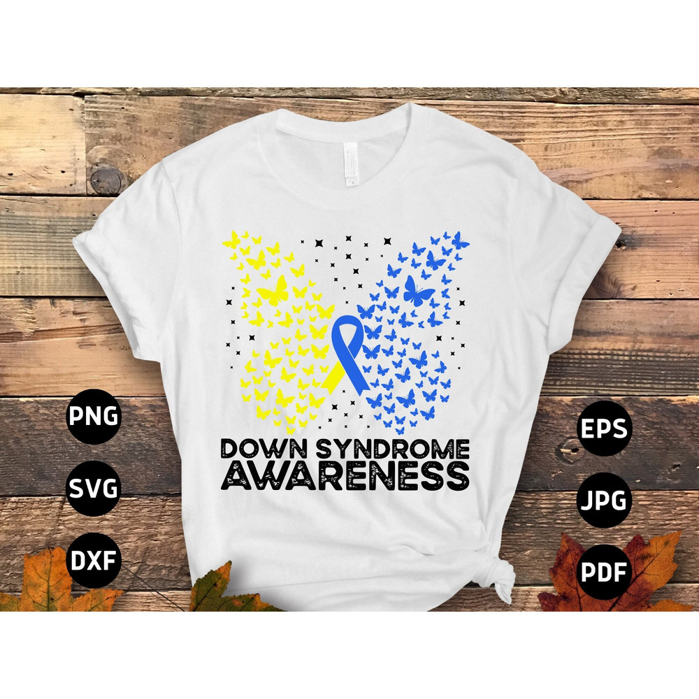 Down Syndrome Awareness Svg Png, Down Syndrome Butterfly Svg, Blue Yellow Ribbon Svg, World Down Syndrome Day Svg Cricut Sublimation Designs.jpg