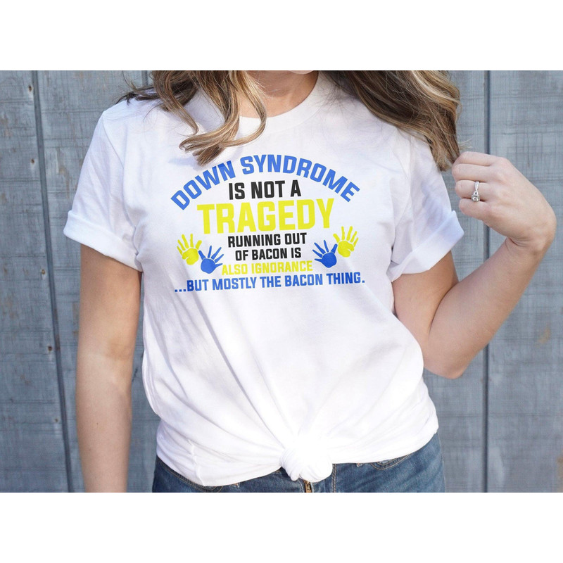 Down Syndrome Awareness Svg Png, Down Syndrome Is Not a Tragedy Running Out of Bacon Svg, Blue Yellow Ribbon Svg, World Down Syndrome Day.jpg