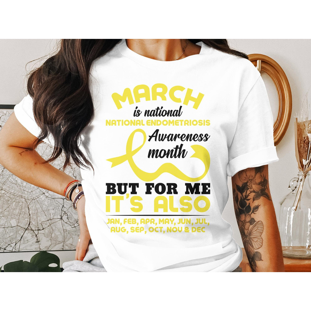 Endometriosis Awareness Svg Png, March is National Endometriosis Awareness Month Svg, Yellow Ribbon Svg Cricut Sublimation Design.jpg