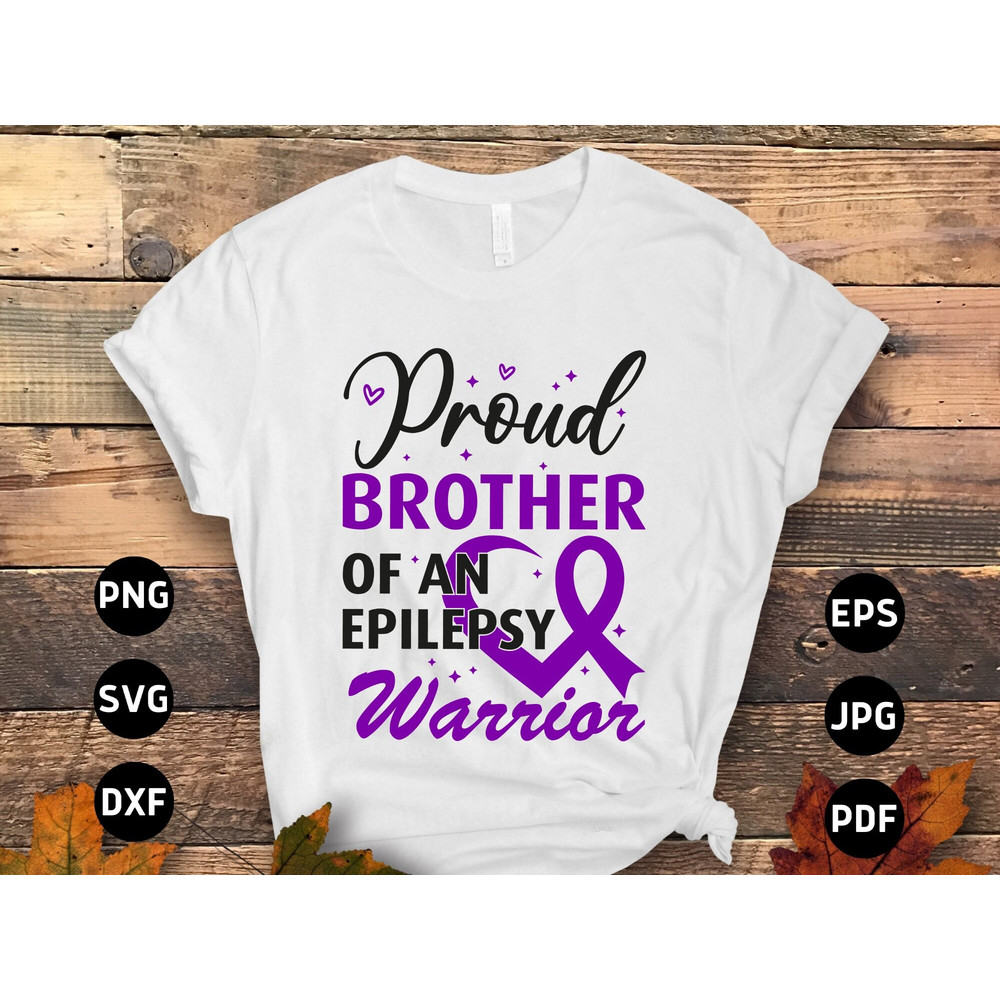 Epilepsy Awareness Svg Png, Proud Brother of an Epilepsy Warrior Svg, Purple Ribbon Svg Cricut Cut File Sublimation.jpg