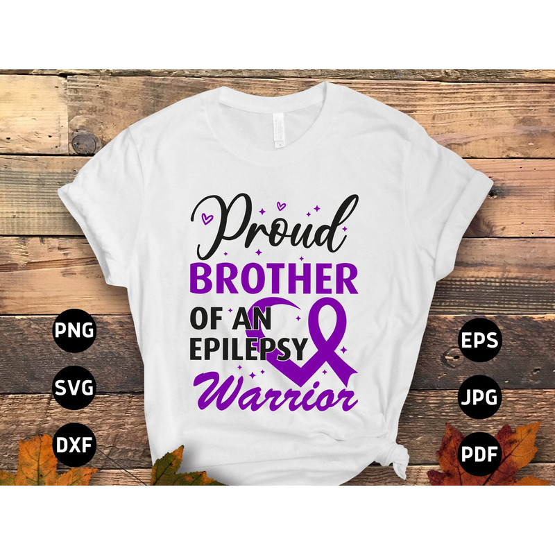 Epilepsy Awareness Svg Png, Proud Brother of an Epilepsy Warrior Svg, Purple Ribbon Svg Cricut Cut File Sublimation.jpg