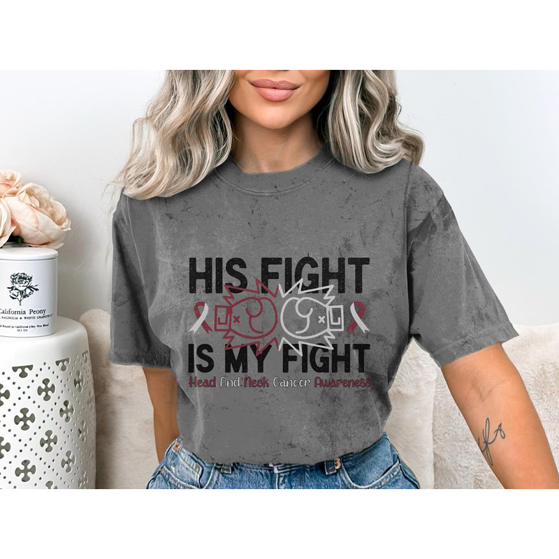 Head and Neck Cancer Awareness Svg Png, His Fight is My Fight Svg, Burgundy White Ribbon Svg Circut Sublimation Design.jpg